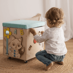 Montessori-Kiste für verschiedene Aktivitäten, Spielzeugkiste mit Sitzbank
