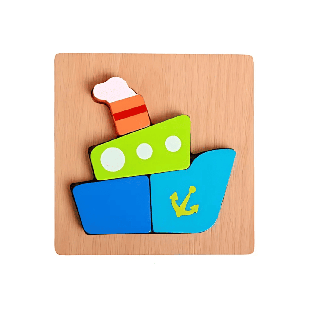 Set mit 8 dreidimensionalen Holzpuzzles