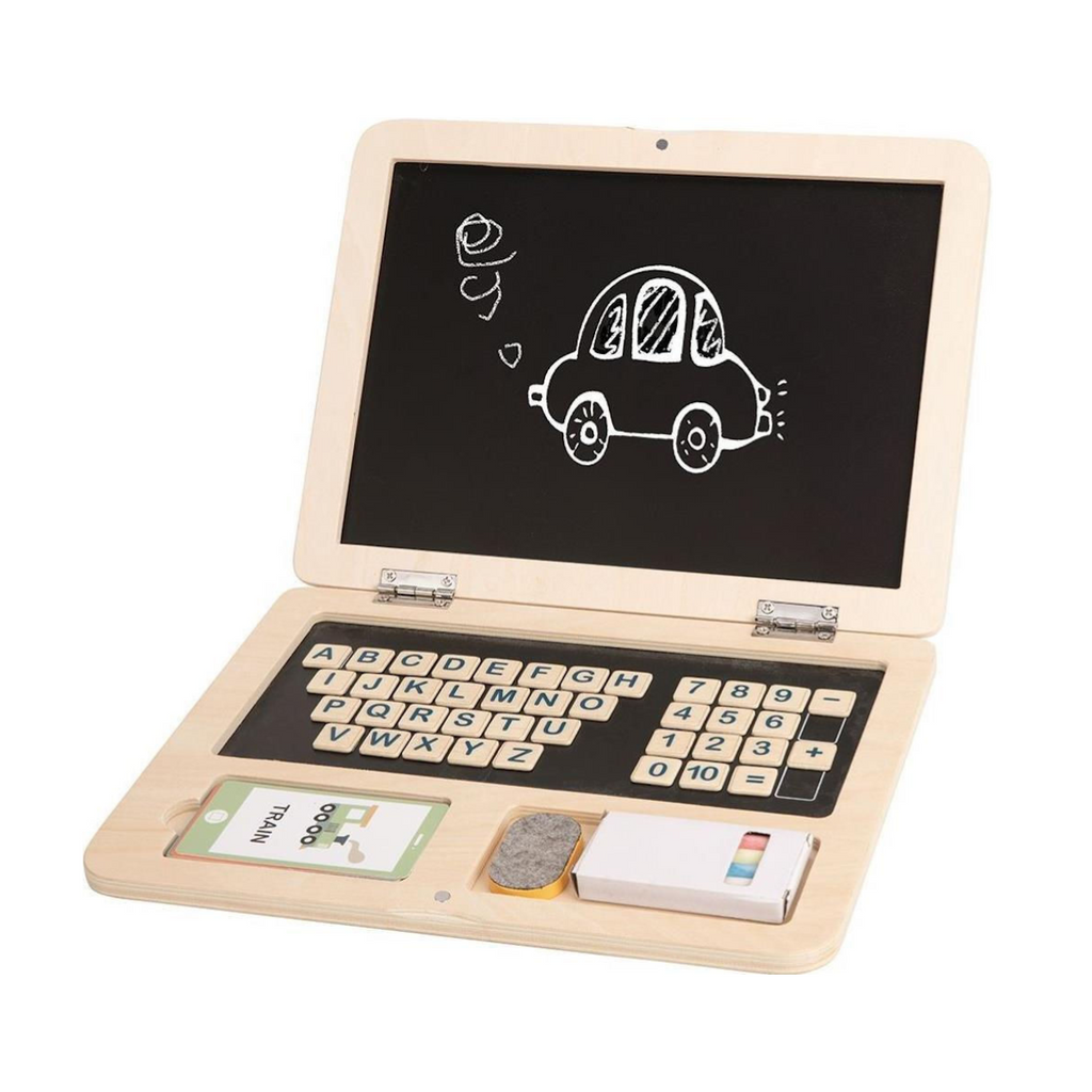 Laptop aus Holz mit magnetischer Tafel