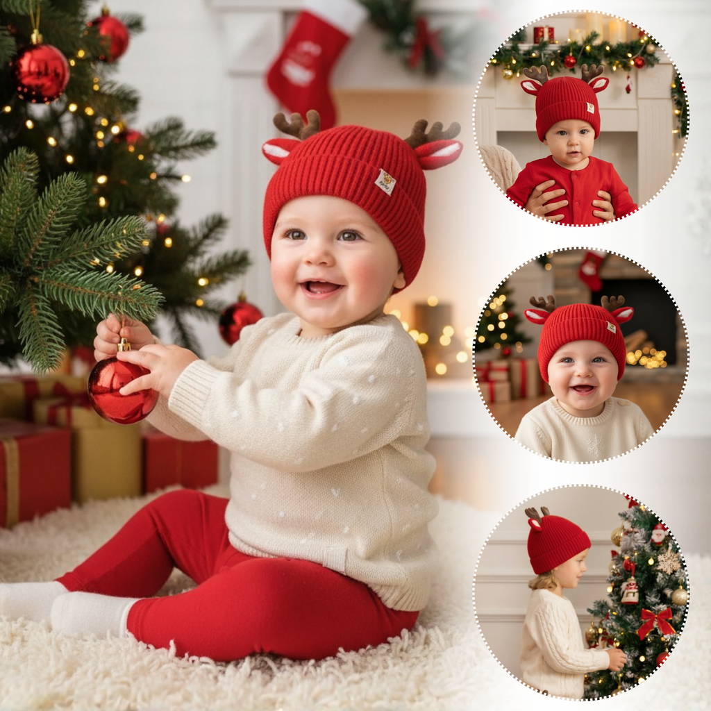 Rentier-Weihnachtsmütze (0-6 Jahre)