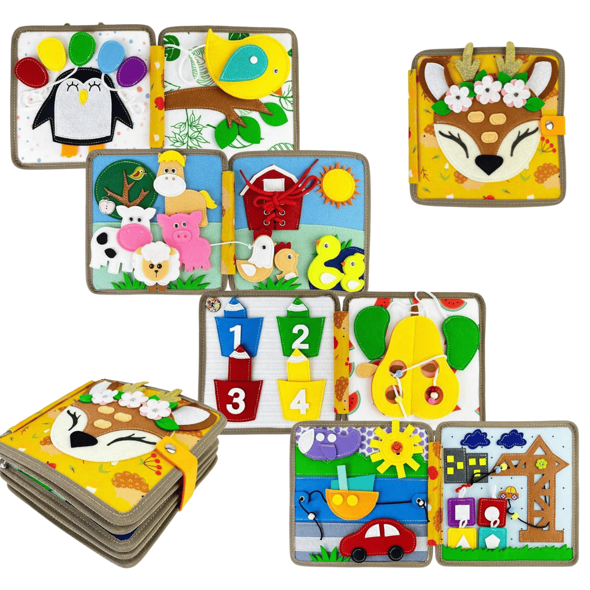 Filz-Stoffbuch mit kleinen Tieren