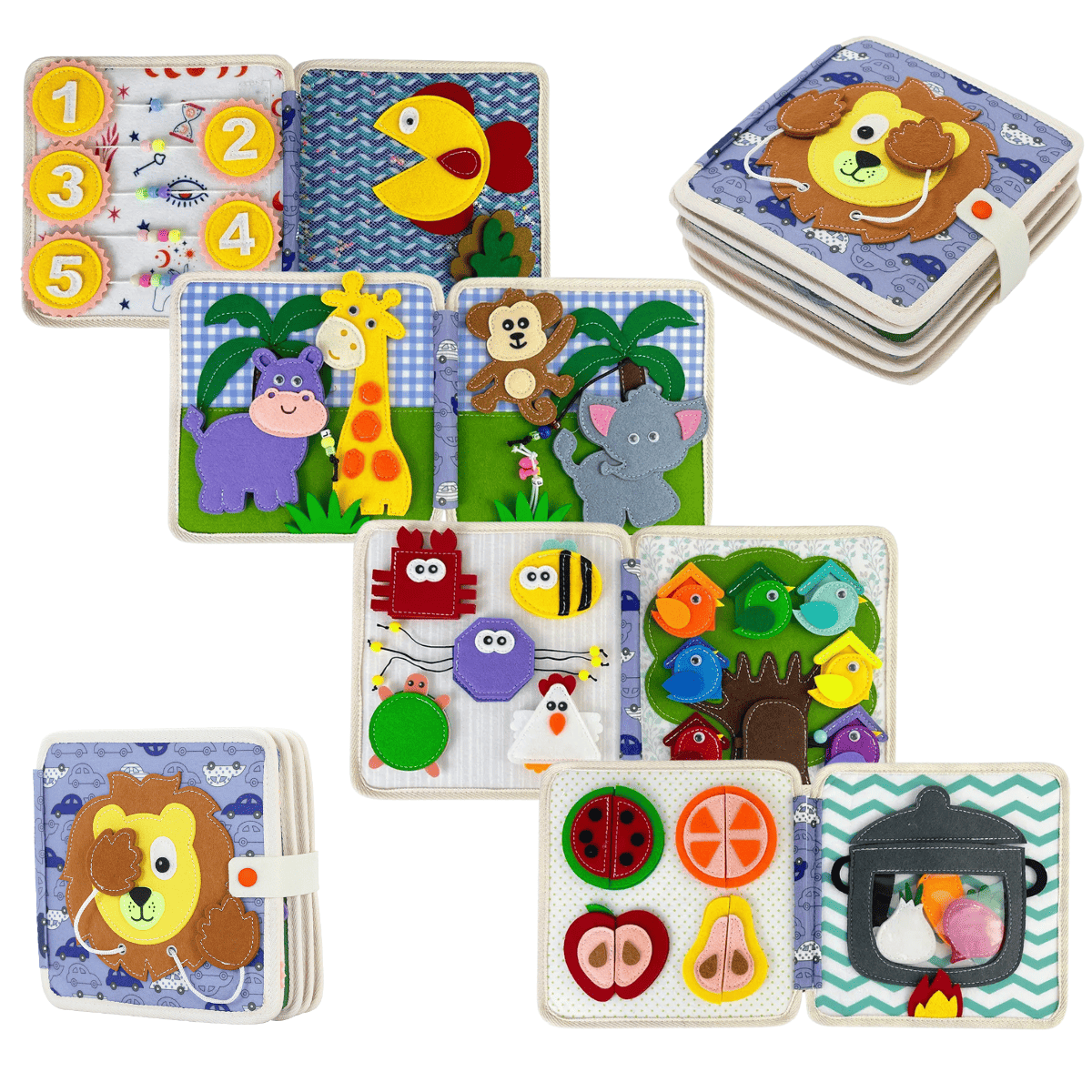 Filz-Stoffbuch mit kleinen Tieren