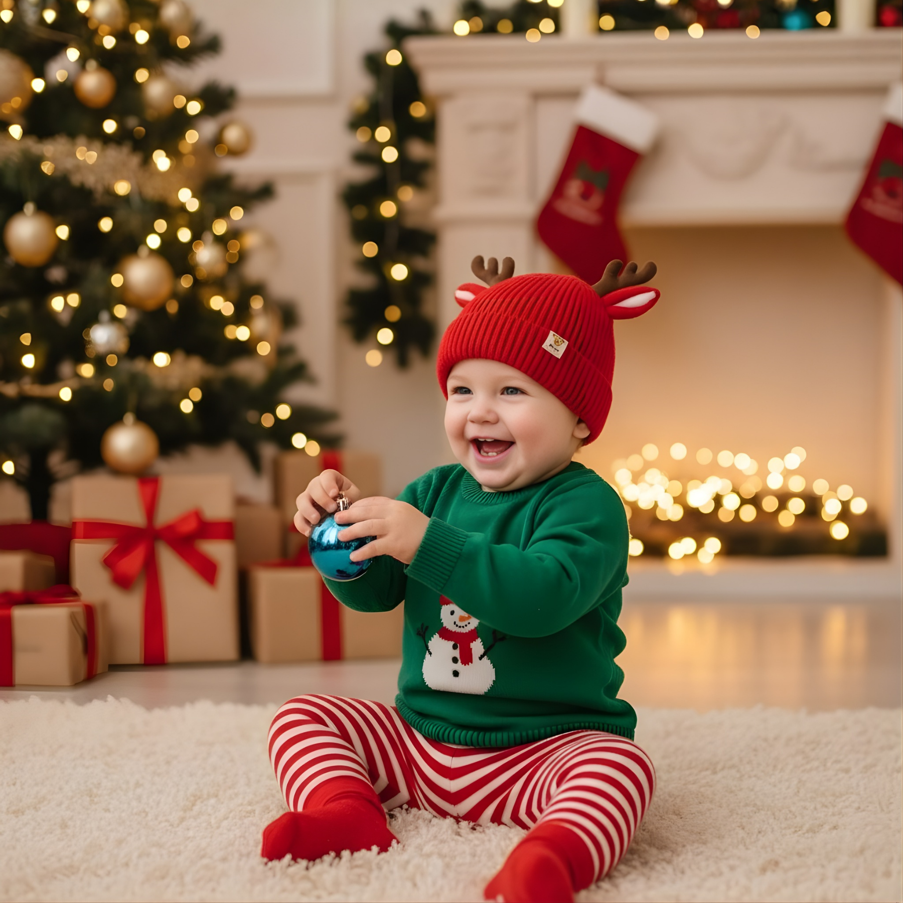 Rentier-Weihnachtsmütze (0-6 Jahre)