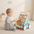 Regenbogenfarbener Multifunktions-Montessori-Wagen für die ersten Schritte