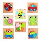 Set mit 8 dreidimensionalen Holzpuzzles