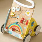 Regenbogenfarbener Multifunktions-Montessori-Wagen für die ersten Schritte