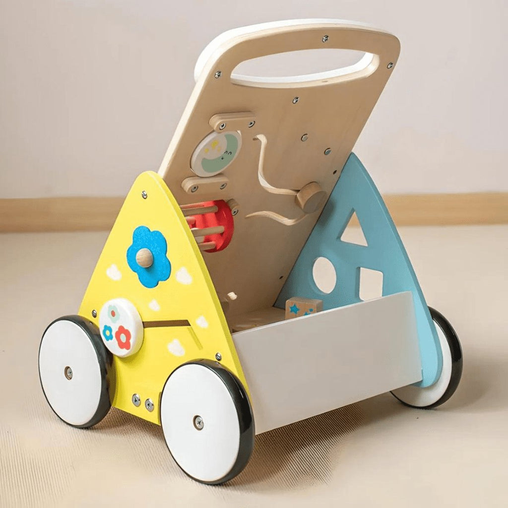 Regenbogenfarbener Multifunktions-Montessori-Wagen für die ersten Schritte