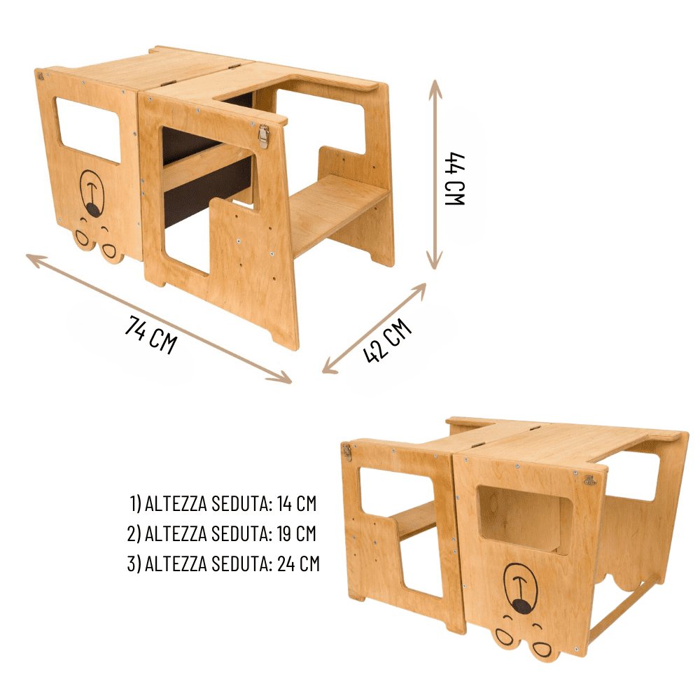 Torre Montessori 3 in 1 Tisch und Stuhl